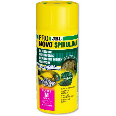 JBL | ProNovo | Spirulina | Flakes M | Pehelytáp | Növény és algaevő halak számára - 16 g/100 ml