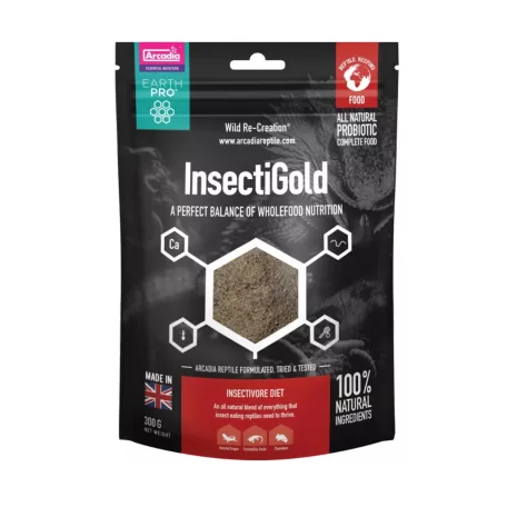 Arcadia | EARTHPRO INSECTIGOLD | Természetes fehérjedús táplálékkiegészítő rovarfogyasztó hüllők számára – 300 g