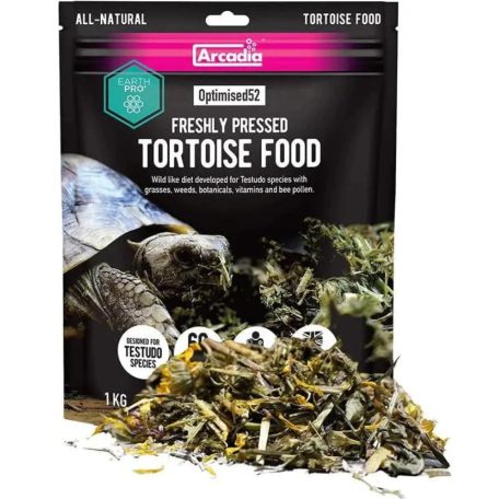 Arcadia | EarthPro Optimised52 Tortoise Food | Teljes értékű, hidegen sajtolt növényi eledel szárazföldi teknősök számára – 1 kg