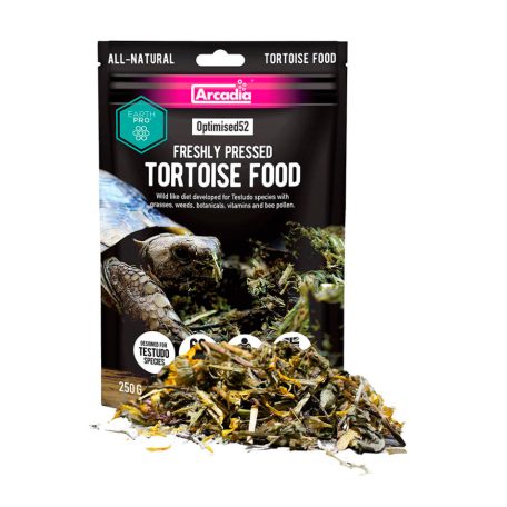 Arcadia | EarthPro Optimised52 Tortoise Food | Teljes értékű, hidegen sajtolt növényi eledel szárazföldi teknősök számára – 250 g