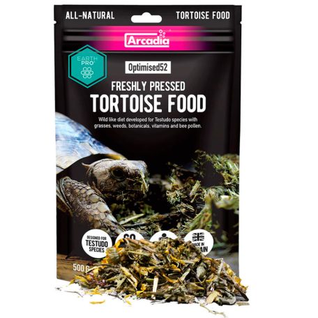 Arcadia | EarthPro Optimised52 Tortoise Food | Teljes értékű, hidegen sajtolt növényi eledel szárazföldi teknősök számára – 500 g