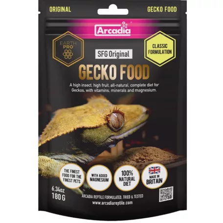 Arcadia | EarthPro StickyFoot Gold Original | Teljes értékű, gyümölcsalapú táp gekkók számára – 180 g