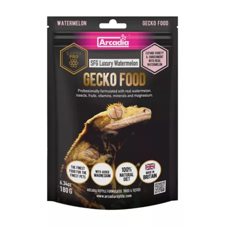 Arcadia | Earth Pro Stickyfoot Gold Luxury Watermelon | Luxus görögdinnye ízesítésű komplett táp gekkóknak – 180 g