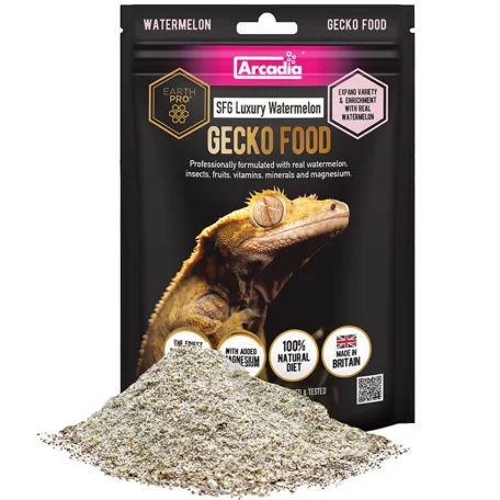 Arcadia | Earth Pro Stickyfoot Gold Luxury Watermelon | Luxus görögdinnye ízesítésű komplett táp gekkóknak – 180 g