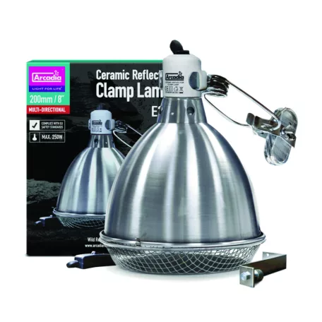Arcadia | Reflector Clamp Lamp with Ceramic Holder | Hőálló világítótest kerámiafoglalattal hüllők terráriumába - 250 W/200 mm