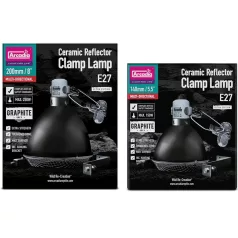   Arcadia | Reflector Clamp Lamp with Ceramic Holder Graphite | Hőálló világítótest kerámiafoglalattal hüllők terráriumába - 250 W/200 mm