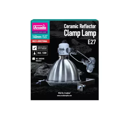 Arcadia | Reflector Clamp Lamp with Ceramic Holder | Hőálló világítótest kerámiafoglalattal hüllők terráriumába - 150 W/140 mm