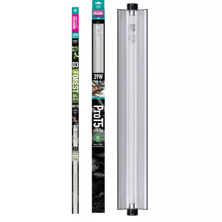 Arcadia | PRO T5 UVB Kit | Magas teljesítményű T5 UVB fénycső készlet hüllők számára 6% - 39 W/850 mm
