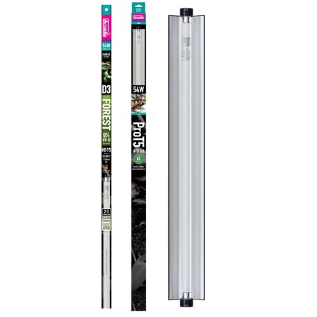 Arcadia | PRO T5 UVB Kit | Magas teljesítményű T5 UVB fénycső készlet hüllők számára 6% - 54 W/1150 mm