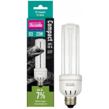 ARCADIA | D3 COMPACT BULB 7% UVB | UVB izzó trópusi esőerdei hüllők számára - 23 WATT