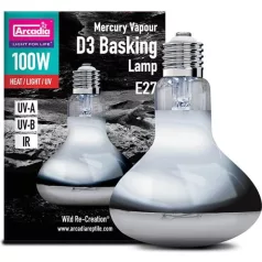   Arcadia | 2nd Generation Mini D3 UV Basking Lamp | UVB napozó és melegítő izzó D3-vitaminnal nappali hüllők számára - 100 W