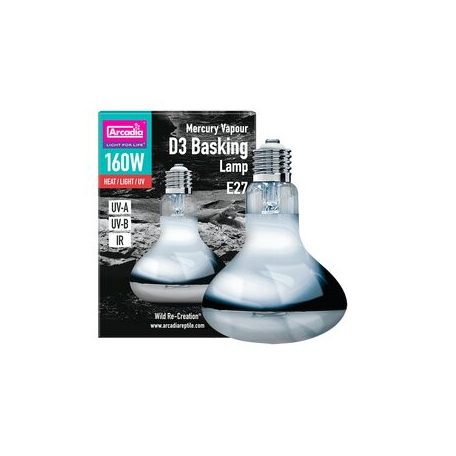 Arcadia | D3 Basking Lamp | Melegítő izzó D3-vitaminnal dúsítva sivatagi hüllők számára – 160 watt