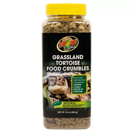 Zoo Med Grassland Tortoise Crumbles | Aprított szárazföldi teknős táp növendék és kistestű fajoknak – 454 g