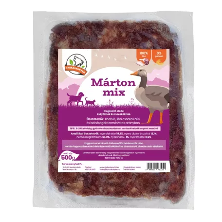 Farkaskonyha | Márton Mix | Egyfehérjés BARF libamenü kutyáknak és macskáknak – 500 g