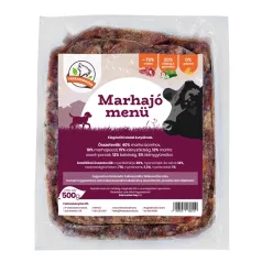   Farkaskonyha | Marhajó Menü | Komplett marha BARF menü zöld pacallal és zöldségekkel – 500 g