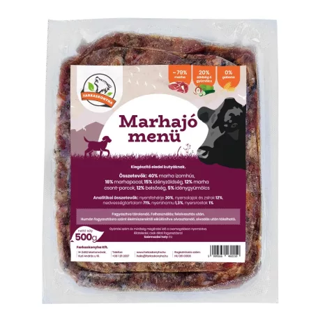 Farkaskonyha | Marhajó Menü | Komplett marha BARF menü zöld pacallal és zöldségekkel – 500 g