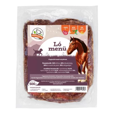 Farkaskonyha | Ló Menü | Egyfehérjés fagyasztott BARF menü sárgarépával – 500 g