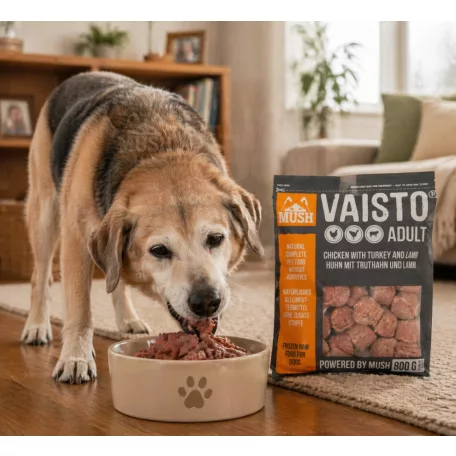 Mush | Vaisto Adult Grey | Komplett BARF menü (Pulyka, Csirke, Bárány) – 800 g