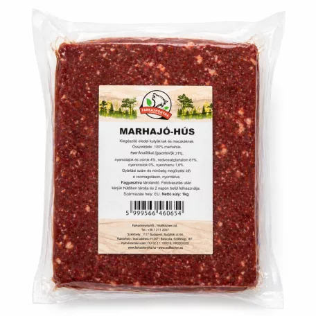 Farkaskonyha | Marhajó-Hús | 100% darált marha izomhús kutyáknak és macskáknak – 1 kg