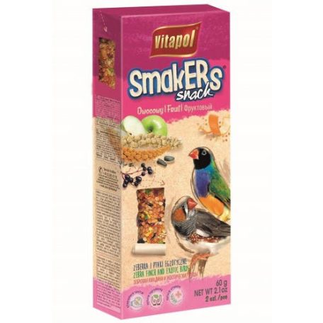 Vitapol Smakers Dupla Rúd (gyümölcs) – Kiegészítő eledel pintyfélék számára – (2 db) 60 g
